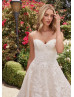 Beaded Ivory Floral Lace Tulle Stunning Wedding Dress